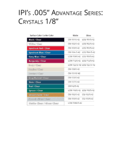 IPI 005 Advantage Series - Crystals 1/8 engraving material color choices from Main Trophy Supply