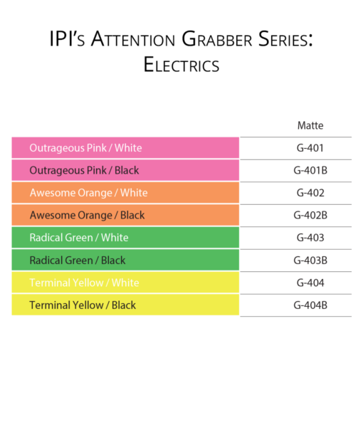IPI Attention Grabber Series - Electrics material color options from Main Trophy Supply