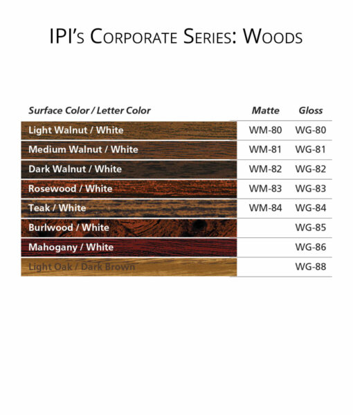 IPI Corporate Series - Wood engraving material color options from Main Trophy Supply
