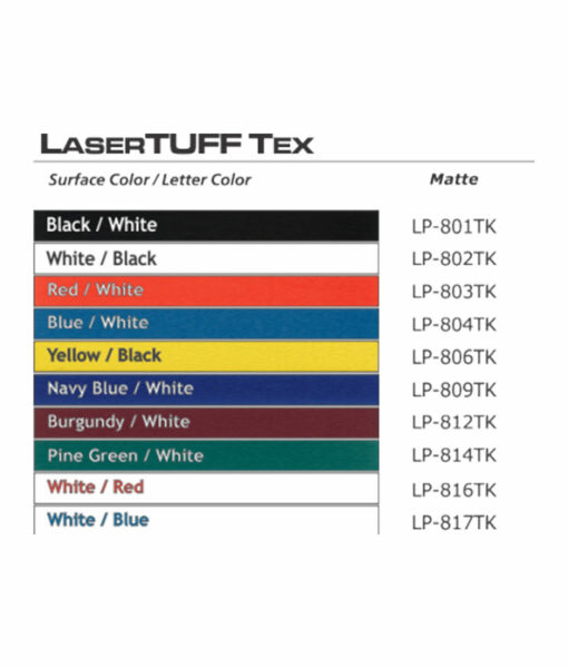 IPI Laser TUFFTEX color samples - engraving material from Main Trophy Supply