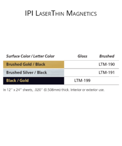 IPI LaserThin Magnetics - engraving material color options from Main Trophy Supply