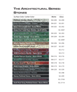 IPI Architectural Series Stones engraving plastic color options from Main Trophy Supply